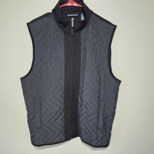 Perry Ellis Men’s XL Chevron Quilted Full Zip Sleeveless Vest Hybrid Ponte EUC